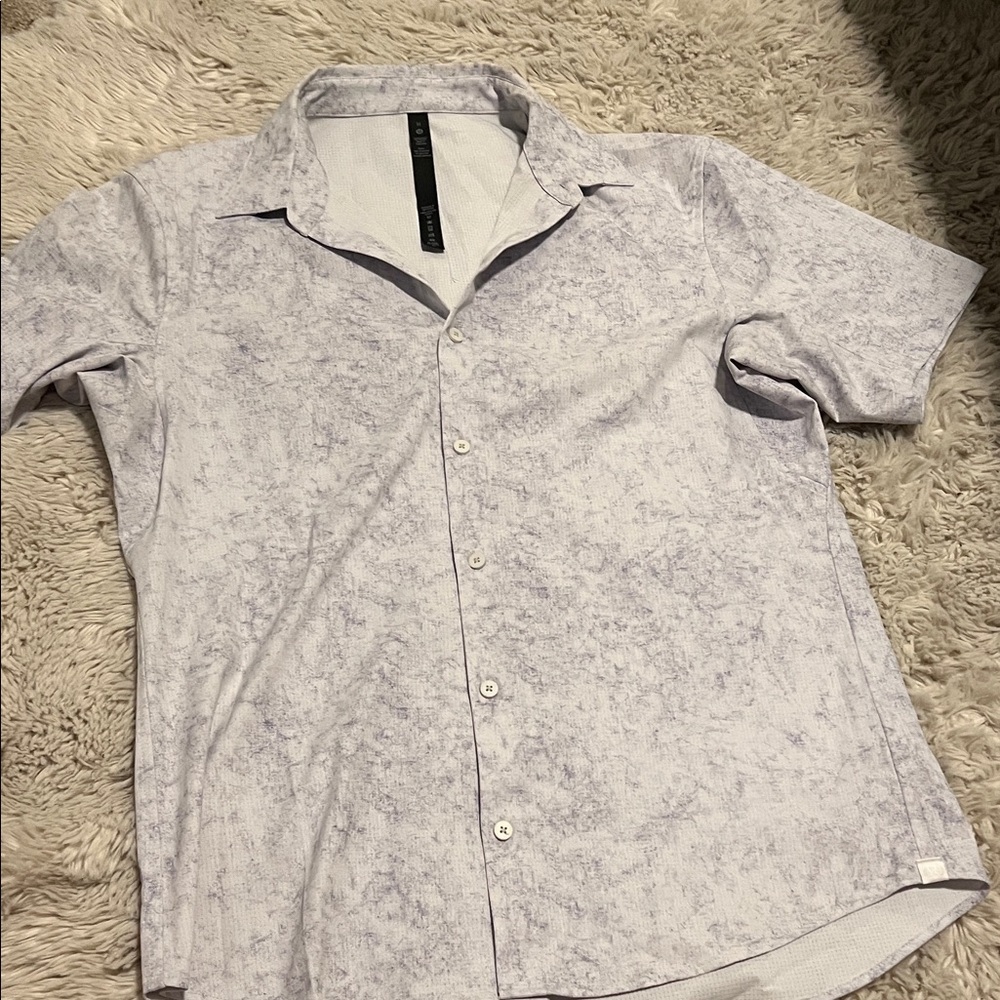 lululemon athletica White and Gray Casual Button Down Shirt